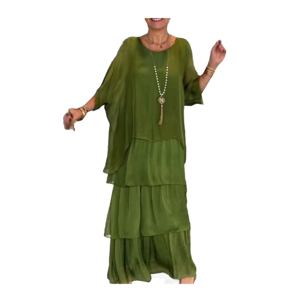 Вечернее платье Yousheng, многослойное, с разбросанным подолом, короткими рукавами, макси-платье, рукавами «летучая мышь», мешковатым круглым вырезом, шифоновое платье для выпускного вечера