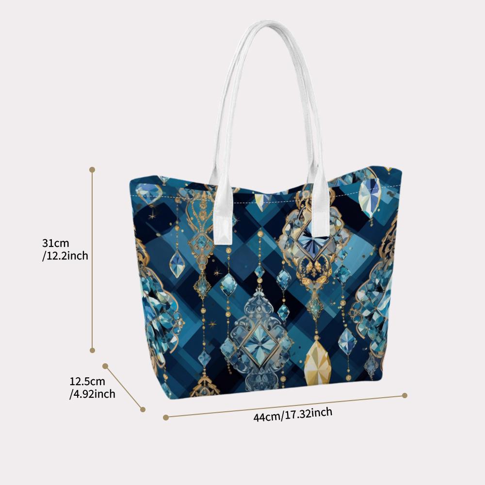 Blue Geometric Gem Tote Bag Luxury Ladies Shoulder Bag
