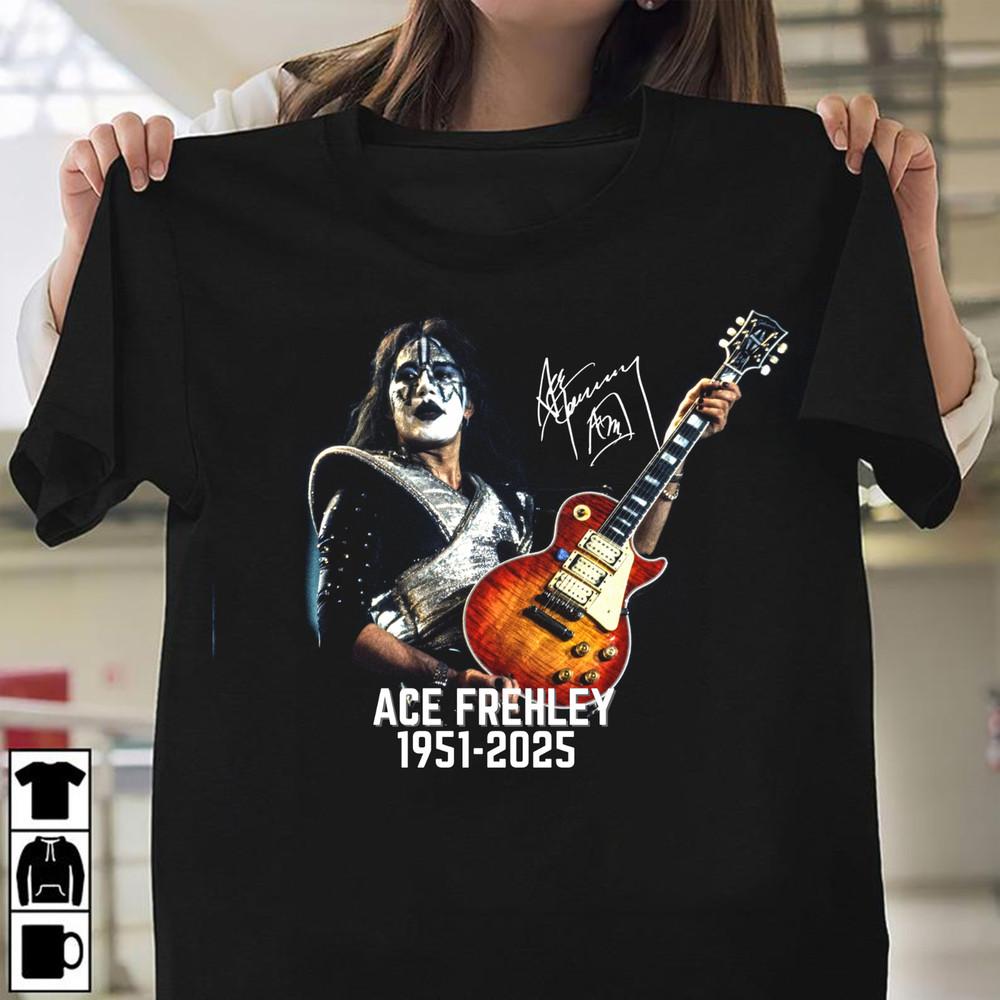 Легендарная футболка Ace Frehley с коротким рукавом S-5XL Памятная футболка с автографом Унисекс