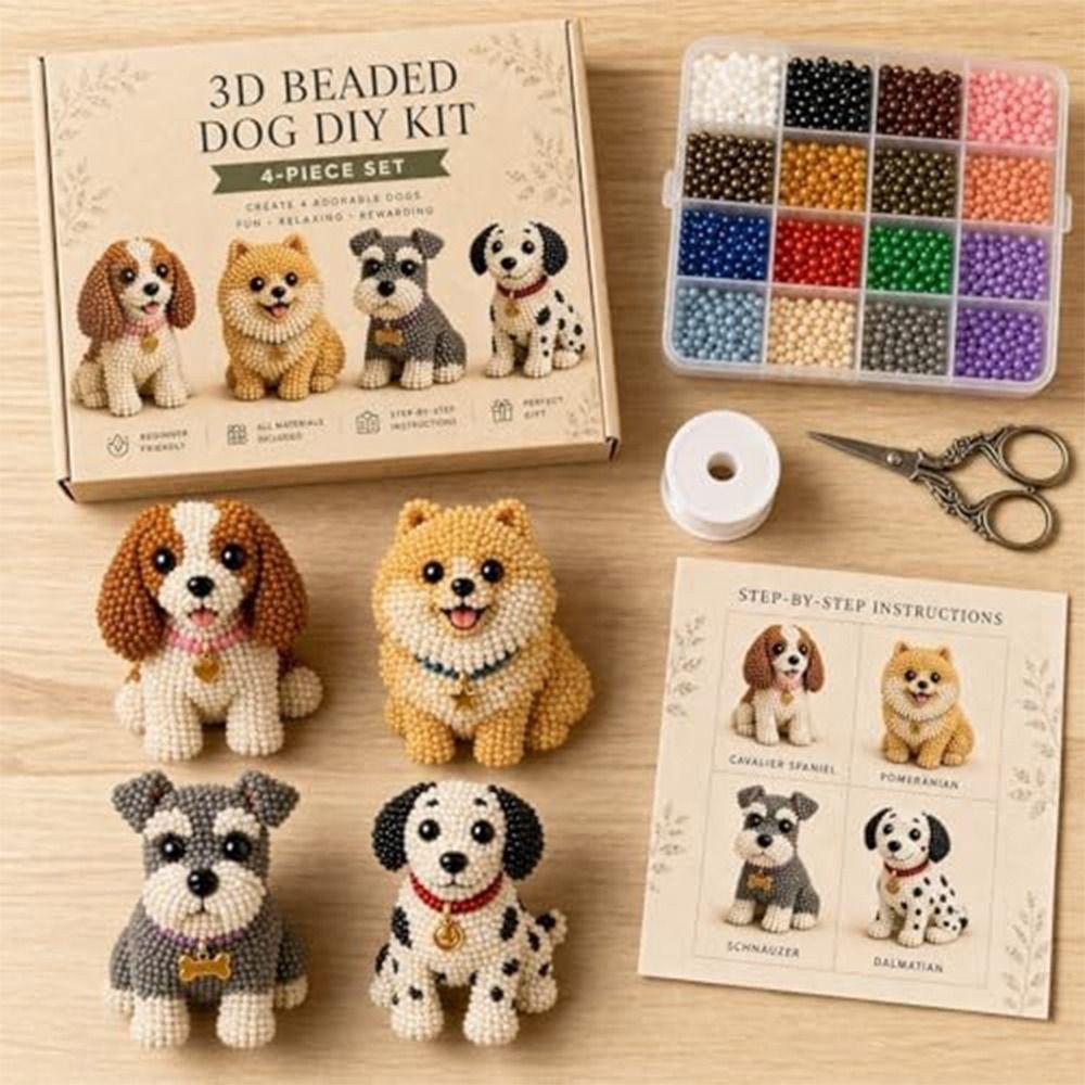 Tiny 3D Bead Pet Keychain Making Kit Handmade Animal Crafting Set Indoor Activities