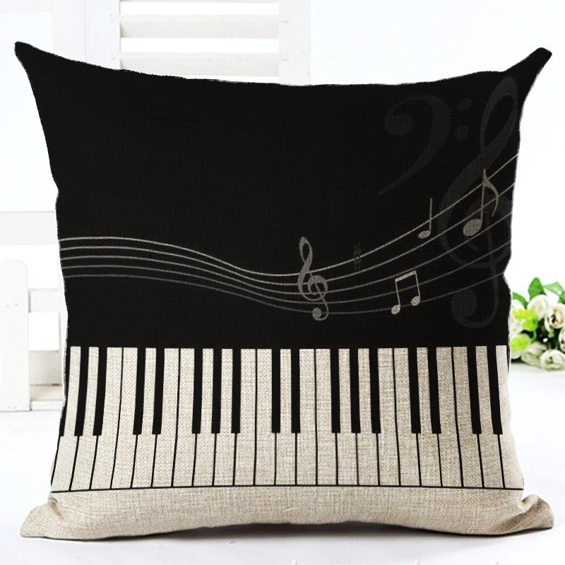 Retro Note Cushion Cover Cotton Linen Creative Vintage Musical Notes Decorative Pillowcase Piano Pillow Case For Sofa Cover Zt62