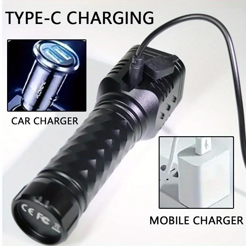 Перезаряжаемый светодиодный фонарик с 3 режимами, быстрая зарядка Type-C, 4 светодиодный фонарь, портативный фонарик для ночной работы и использования в чрезвычайных ситуациях