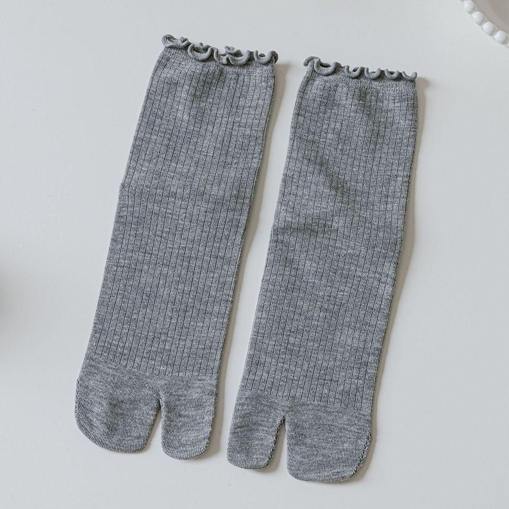 Candy Color Split Toe Cotton Ruffles Two Finger Socks Hosiery Two Toe Socks Middle Tube Socks