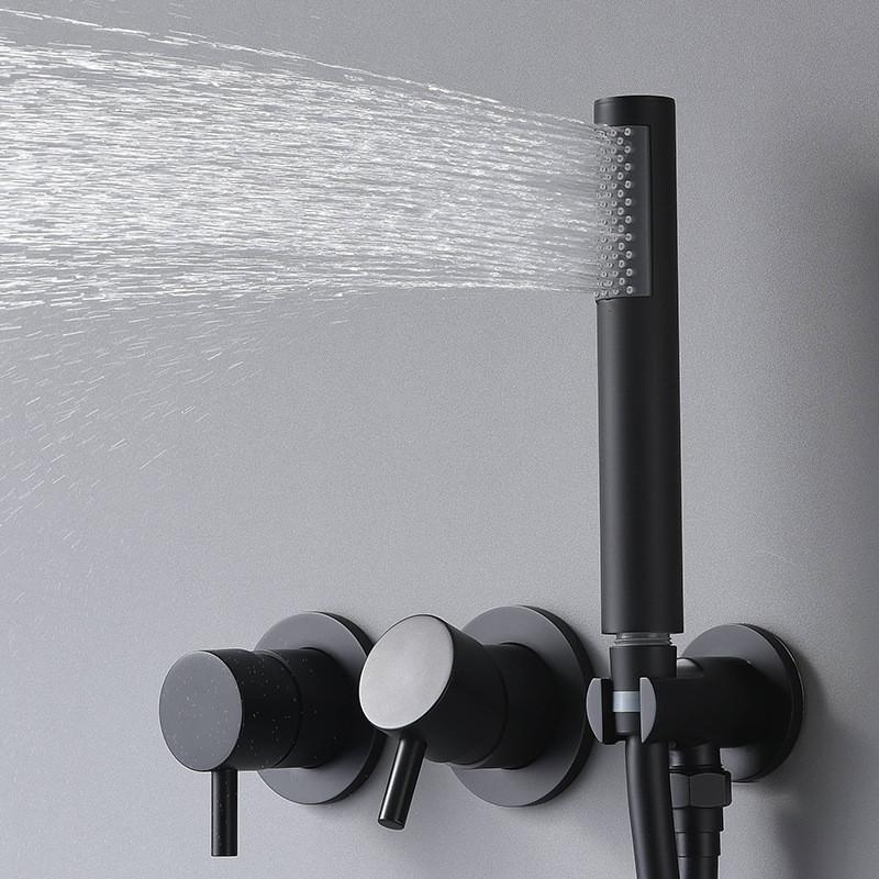 Tuqiu матовый золотой латунный смеситель для душа для ванной комнаты, набор для душа с круглой душевой головкой, серый/черный настенный комплект для душа для ванной комнаты