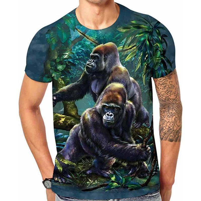 2025 Summer Trendy 3D Printed Animal Bear Fun Short Sleeve Breathable Versatile Top