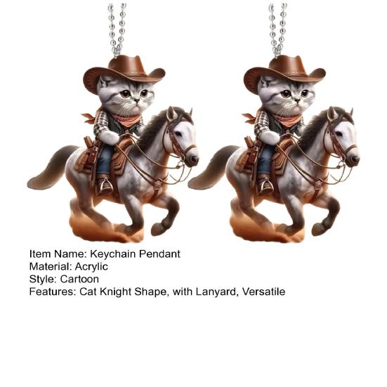 2 шт. брелок-подвеска в виде рыцаря-кота, устойчивая к выцветанию, изысканная ручная работа, цепочка с бусинами, автомобильный брелок-подвеска