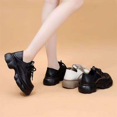 Женские летние полые дышащие туфли-маффины новая универсальная толстая подошва увеличивающая рост шнуровка одинарные туфли