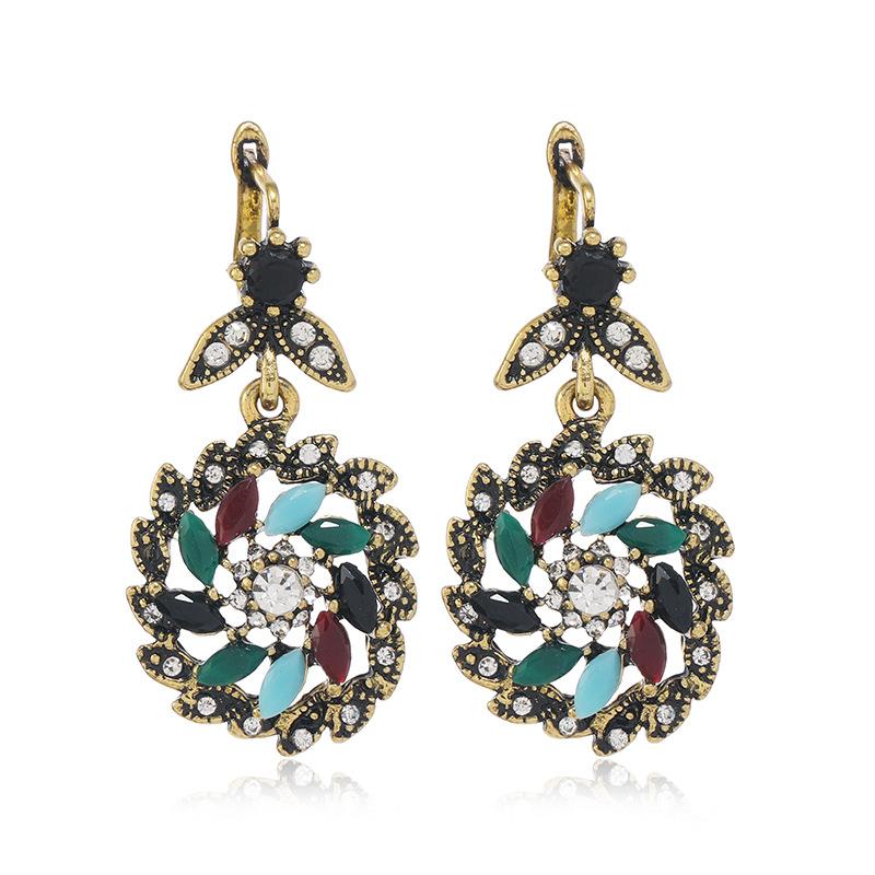 Серьги и ожерелье Meier Classic в этническом стиле, преувеличенные, европейский и американский богемный, дворцовый стиль, инкрустированные бриллиантами