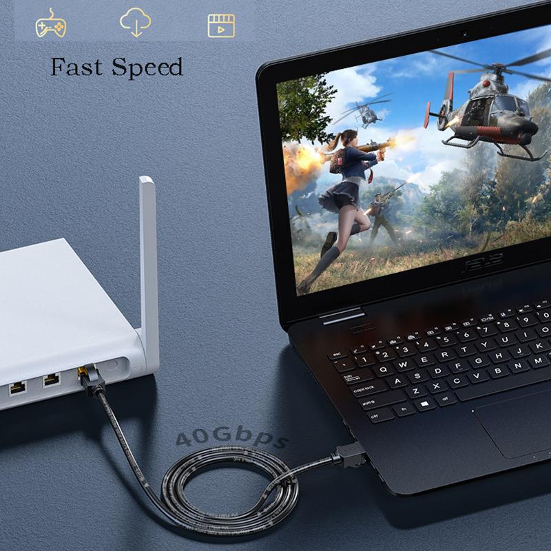 0.5m/1m/2m CAT8 Network Cable 40Gbps Ethernet Wire Double Shield 26AWG Pure Copper Jumper Line for PC Computer Laptop Lan Cord