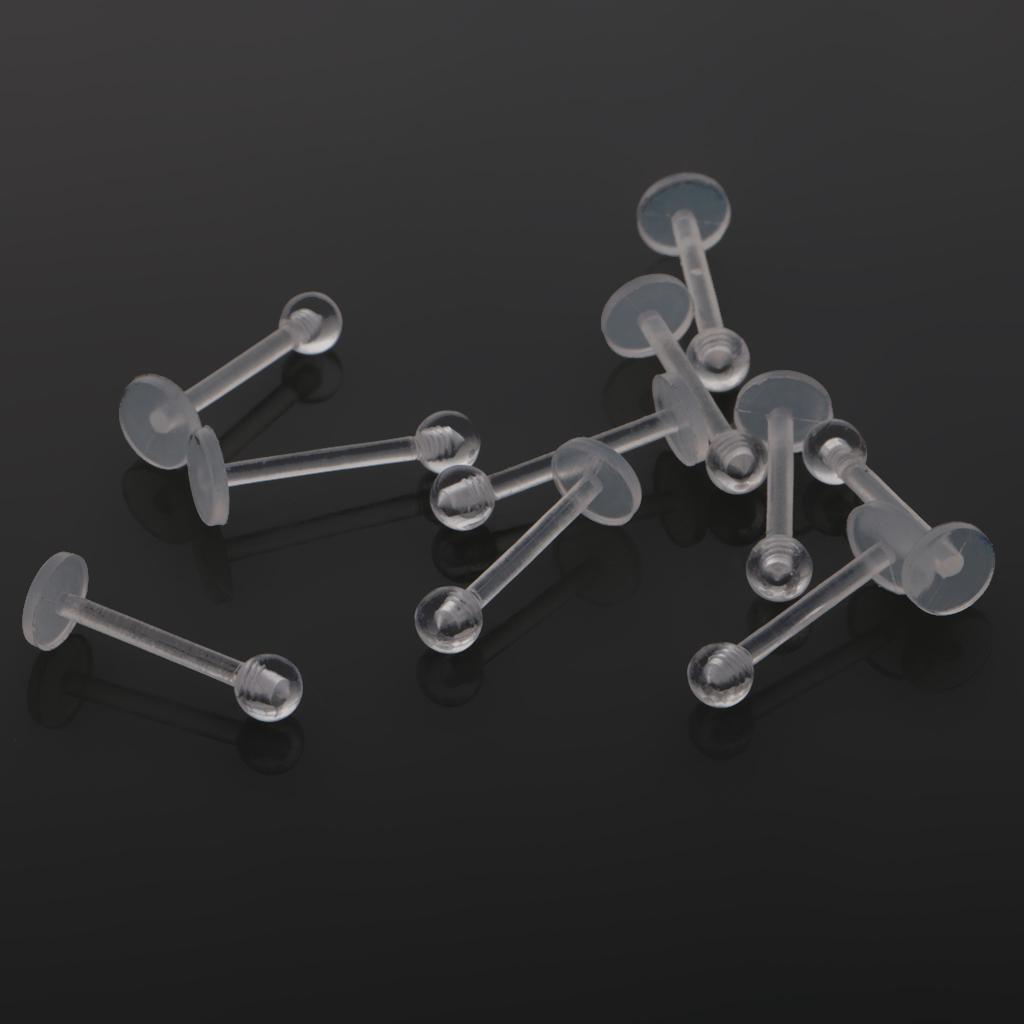 10pcs Clear Acrylic Tongue Rings Barbells