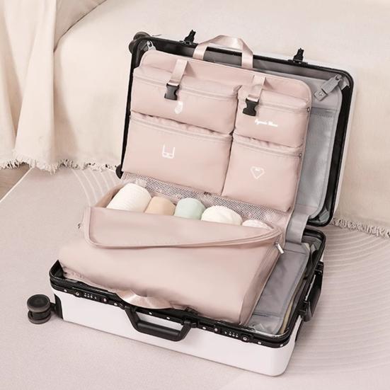 Подвесная сумка-органайзер для упаковки, большая вместимость, 5 отделений, застежка-молния, машинная стирка, расширяемая сумка-органайзер