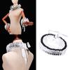 Renaissances Black Edging Ruffled Neck False Collar Victorian Clown Choker Scarf and Wrist Cuffs Set for Cosplay Costume