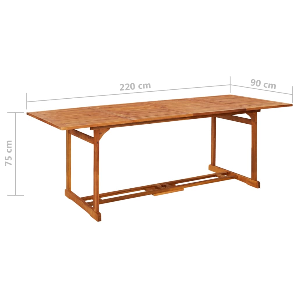 11 Piece Garden Dining Set 220 x 90 x 75 cm Solid Acacia Wood