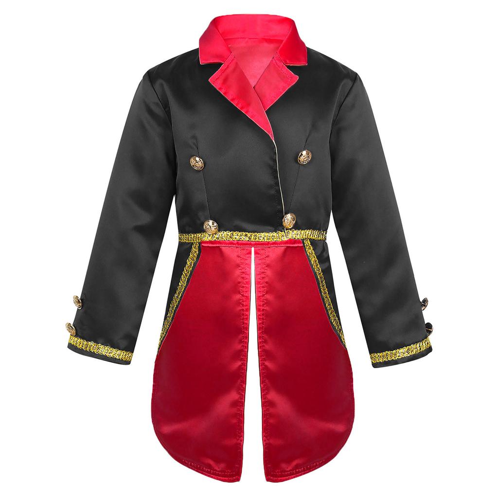 Boys Prince Costume Long Sleeve Turn Down Collar Tuxedo Jacket Tailcoat Halloween Cosplay Party Outfit