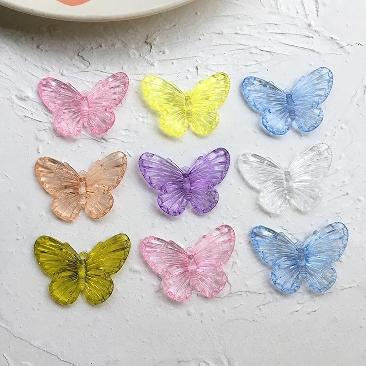 3D Acrylic Butterfly Charms Solid Color Exaggerated Style DIY Accessories for Earrings Necklace Hairpin Phone Case Decor