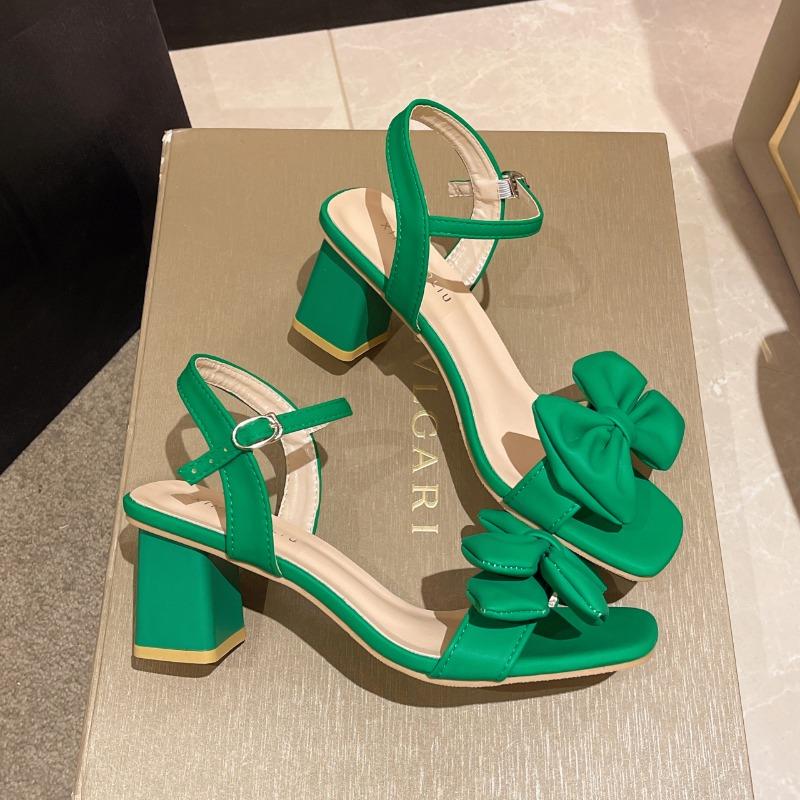 Большие однотонные сандалии с открытым носком, женские летние новые удобные женские туфли с одной линией и пряжкой, темпераментная удобная женская обувь с бантом