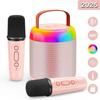 Micro Karaoké Enfant Adulte Avec 2 Micro Sans Fil, Karaoké Portable Bluetooth 5.3 LED