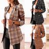 Autumn and Winter Women's Long-sleeved Double-breasted Suit Collar Printed Jacket