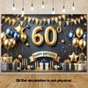 Двумерный сине-золотой фон для 60-летия, Роскошный фон для фотосессии на тему подарков-шаров