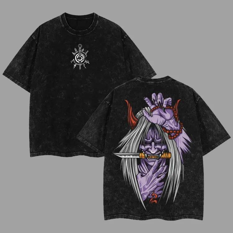 2026 Reaper Death Seal T Shirt Naruto Men Women Acid Wash Back Print Shinigami Anime Graphic Cotton Streetwear Jutsu Vintage Bootleg Tee Short Sleeve