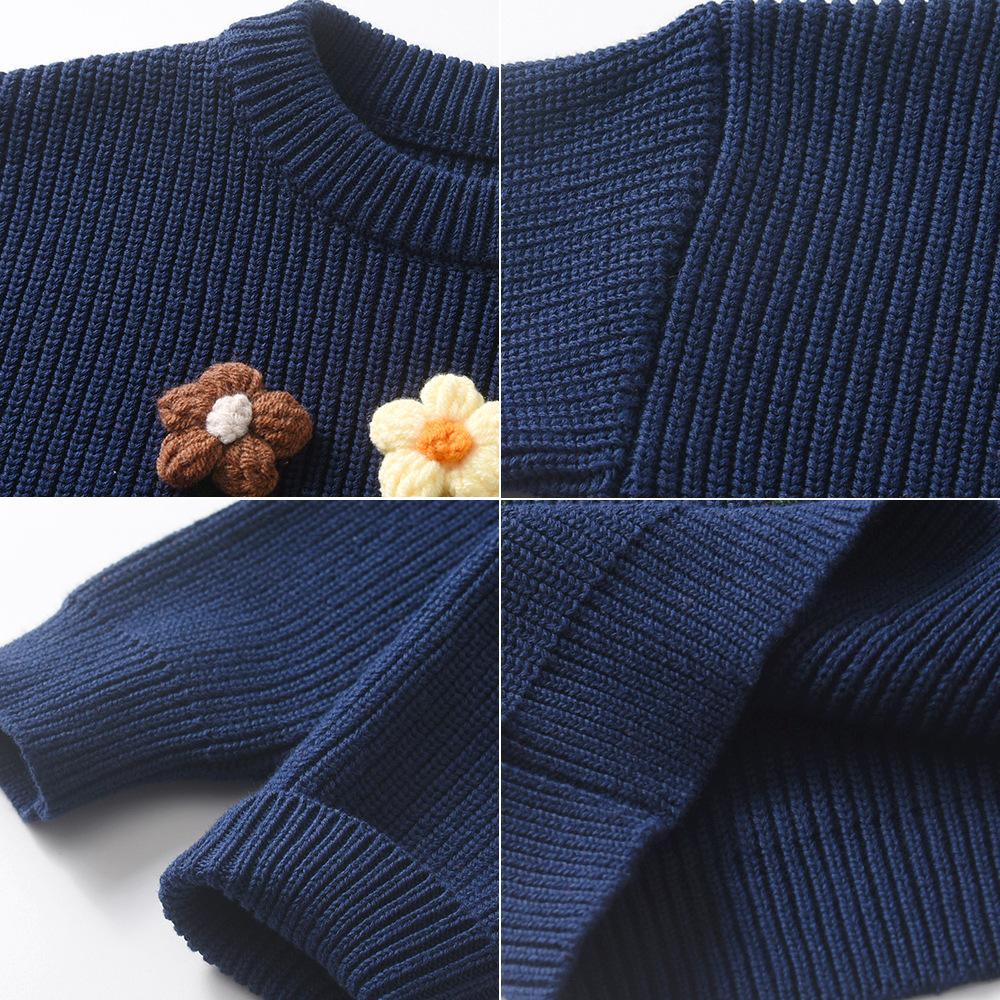 Свитер ручной вышивки с цветами, сделай сам, детский пуловер, нижний свитер, свитер для именинницы