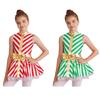 Детский рождественский костюм Санта-Клауса для девочек, платье-пачка без рукавов в полоску с принтом, платье-пачка, танцевальная одежда