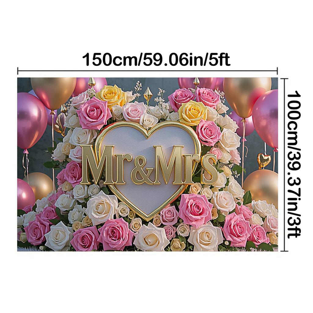 1 шт. Фон с цветочным узором в форме сердца, розовая и золотая тематика, для фотобудок, юбилеев, свадеб и праздничных украшений, в помещении и на открытом воздухе