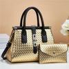 New Bright Leather Women's Handbag Large Capacity One Shoulder Crossbody Bag High Quality Woven Leather Women's Bag with Purse