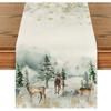 Christmas Print Table Runner Dining Decor Holiday Party Home Tablecloth With Tree Snowman