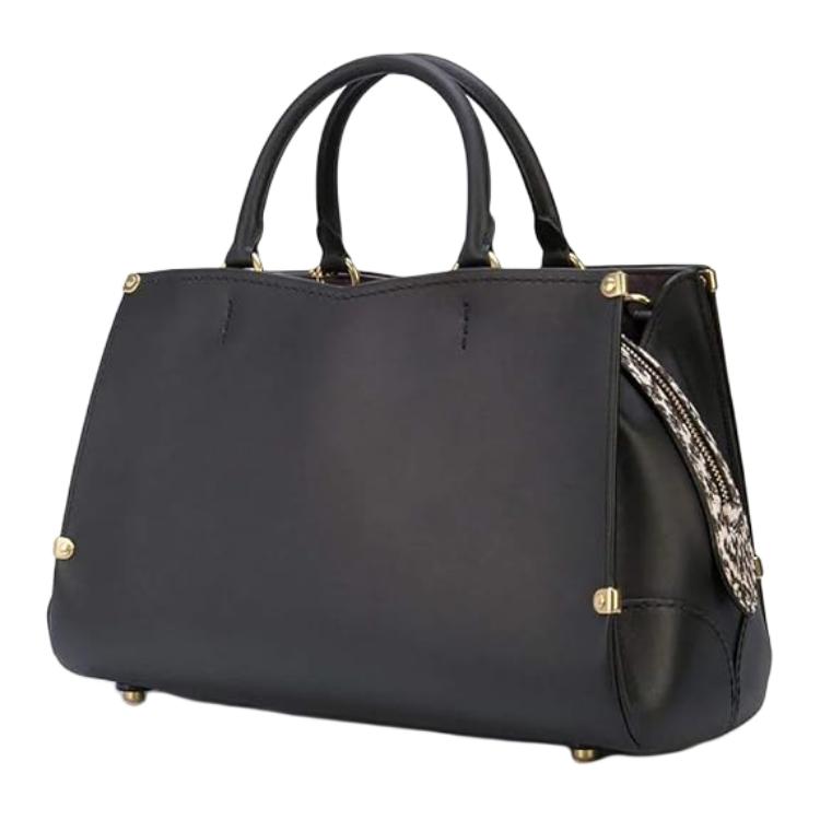 Coach Mason 38 Однотонная Сумка-тоут через плечо с логотипом и signature-застежкой-защелкой Кожа, дублёная вручную Женская большая черная 38717-B4BK