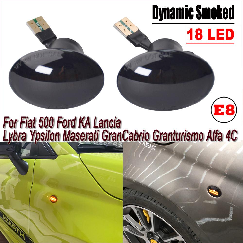 2PCS Led Dynamic Side Marker Turn Signal Light for Fiat 500 Ford KA Lancia Lybra Ypsilon Maserati GranCabrio Granturismo