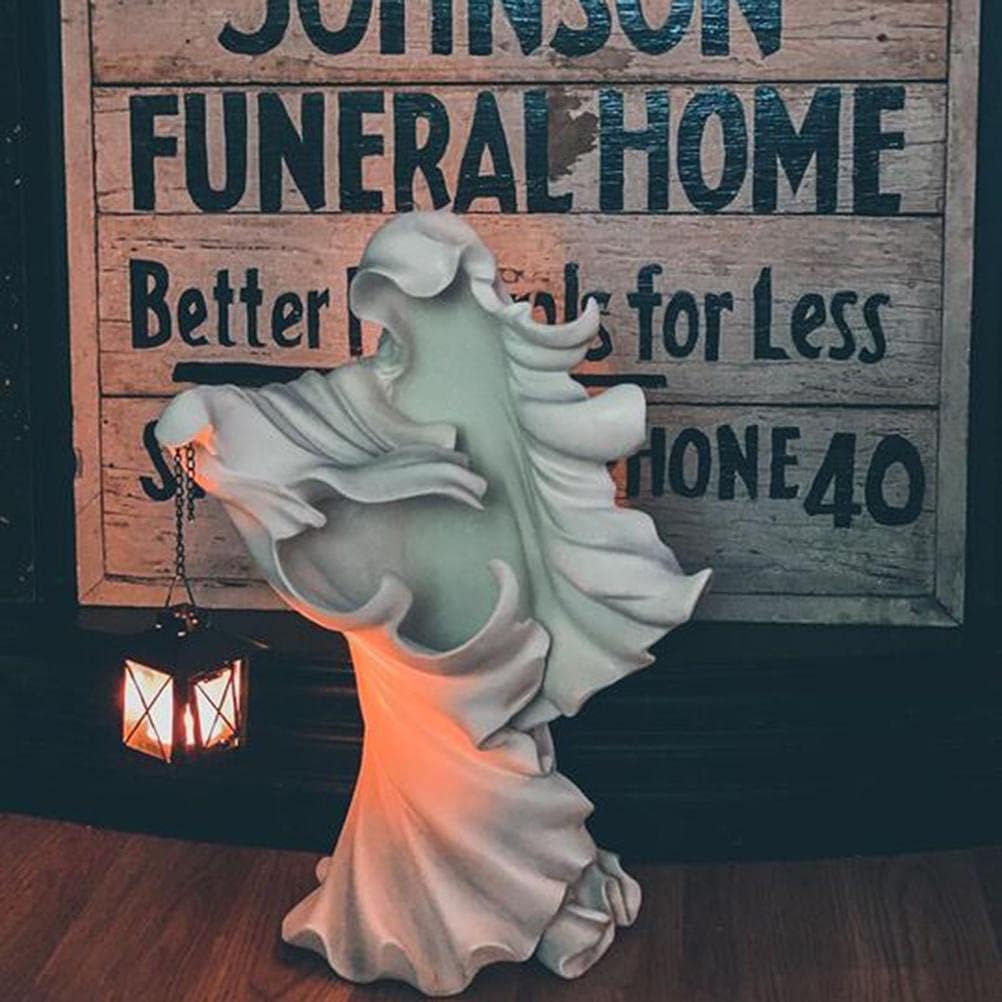 Cracker Barrel Ghost Lantern Statue - 7.87" Garden Yard Home Party Halloween Decoration