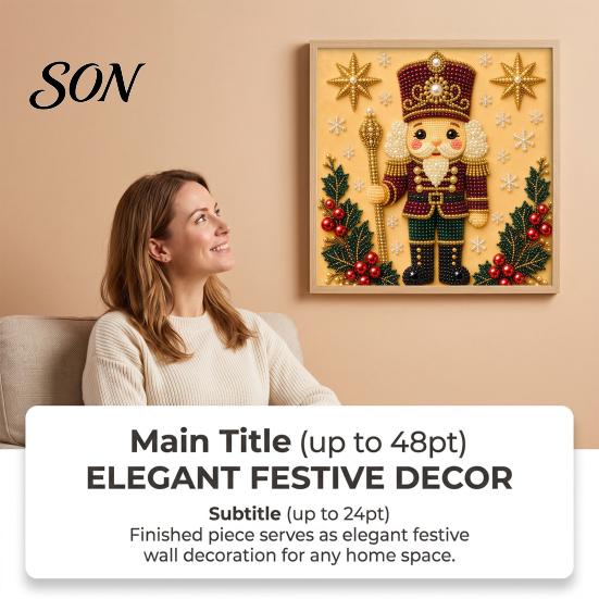 Color Perception Training Nutcracker Faux Pearl Art Kit, Painting DIY Kit with Pre-Framed Projects for Seniors Canvas, 3D Christmas Wall Craft Adults,