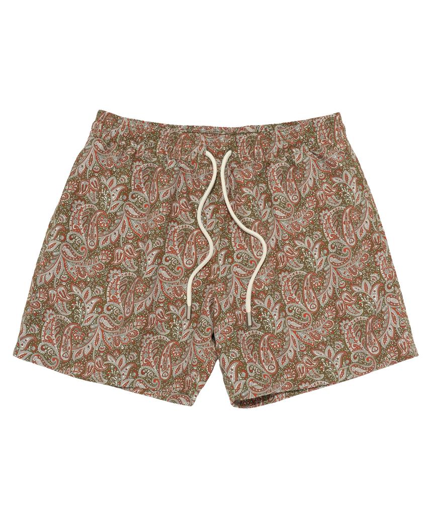 Мужские плавательные шорты Billalei Dusty Olive Paisley - Винтажный Оливковый