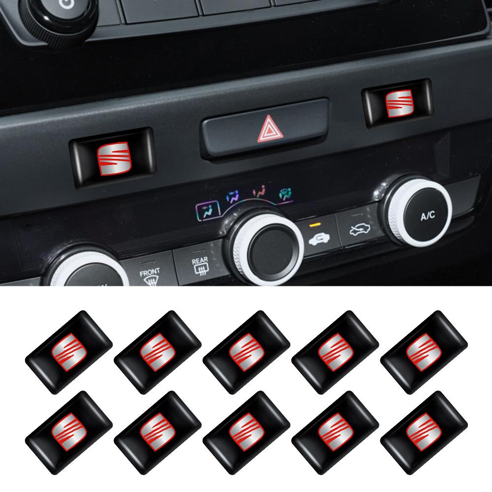 wzbn2 10/20/50Pcs Car Console Logo Sticker 3D Epoxy Resin Badge Interior Accessories For SEAT FR Arona Cupra Exeo Mk3 5f 1p Ibiza 6l