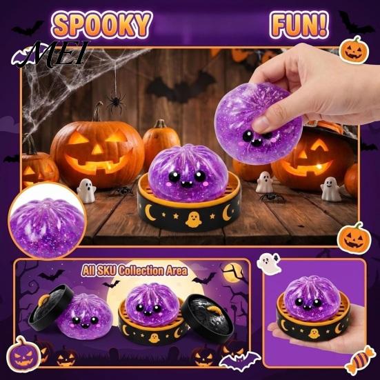 Spooky Pumpkin Fidget Toy 1/5Pcs Halloween Dumpling Squeeze with Steamer, Eyeball Ghost Holiday Party Favors Skull for Relieve Stress, Stress Relief