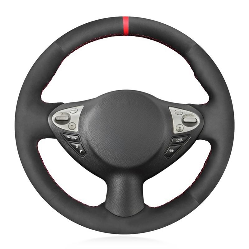 Soft Black Genuine Leather Suede Car Steering Wheel Cover For Infiniti FX FX35 FX37 FX50 QX70 Nissan Juke Maxima 370Z Sentra SV
