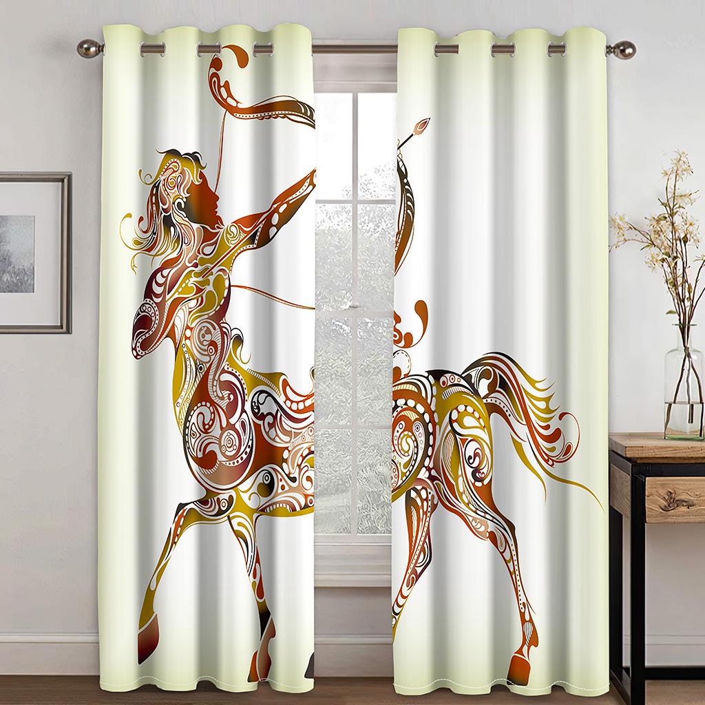 Плотные шторы с изображением животных для спальни, гостиной, оконные шторы, фоновые шторы в стиле бохо, декор(2Панели)Кортинас