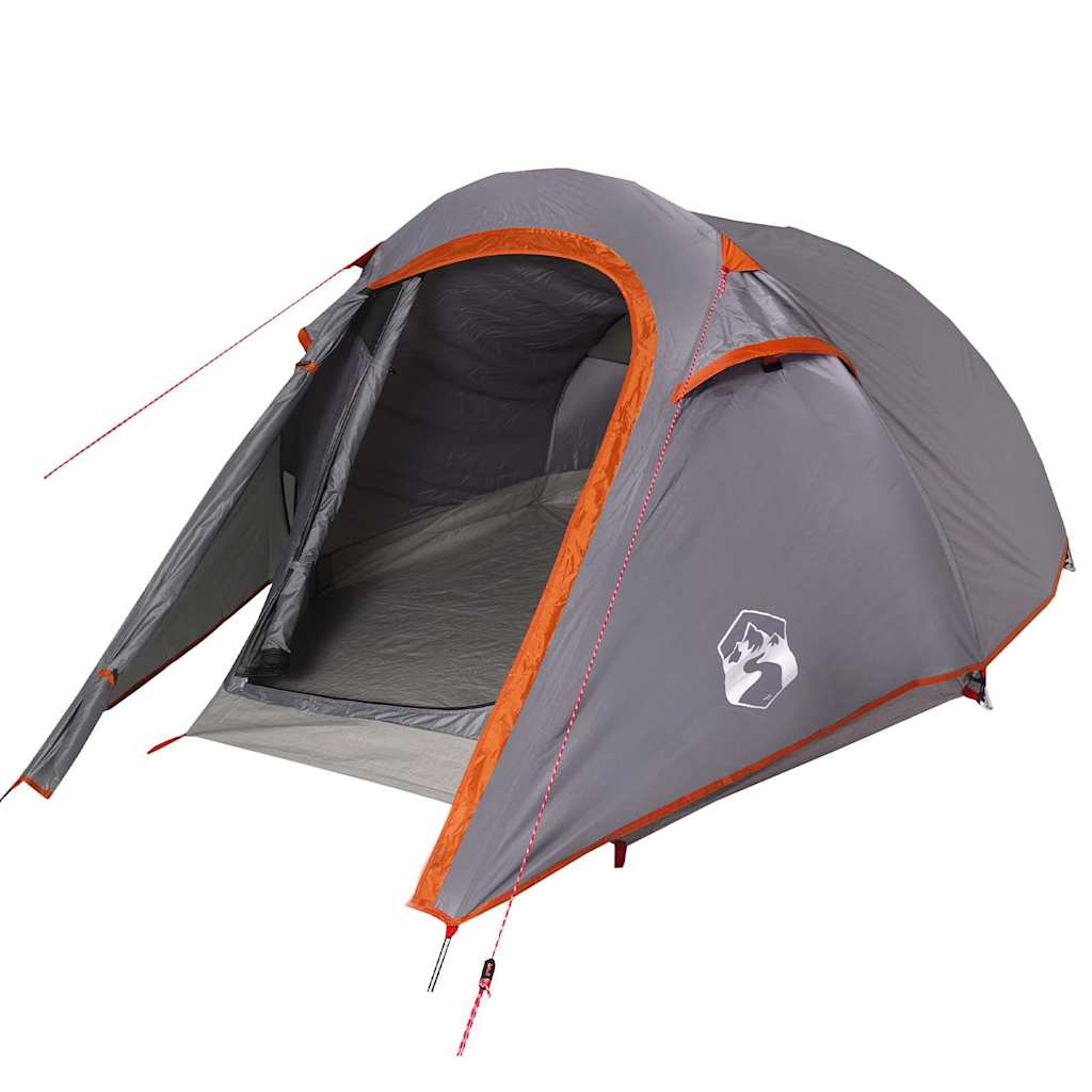Tunnel Tent for 2 Persons Grey and Orange Waterproof