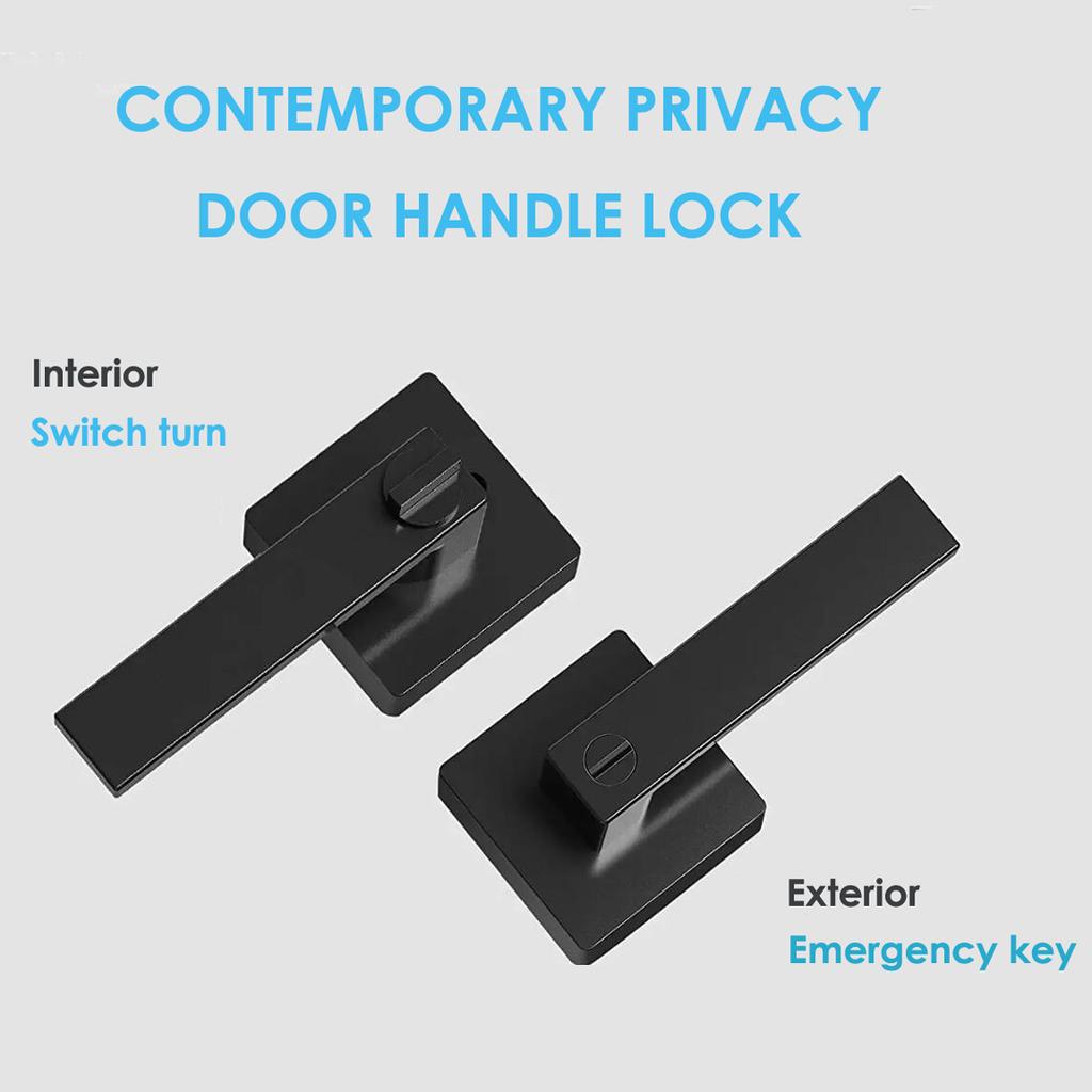 Wooden Door Heavy Duty ANSI Grade 3 Keyed Entry Privacy Tubular Lever Lock Zinc Alloy Black Bedroom Bathroom Home Apartment