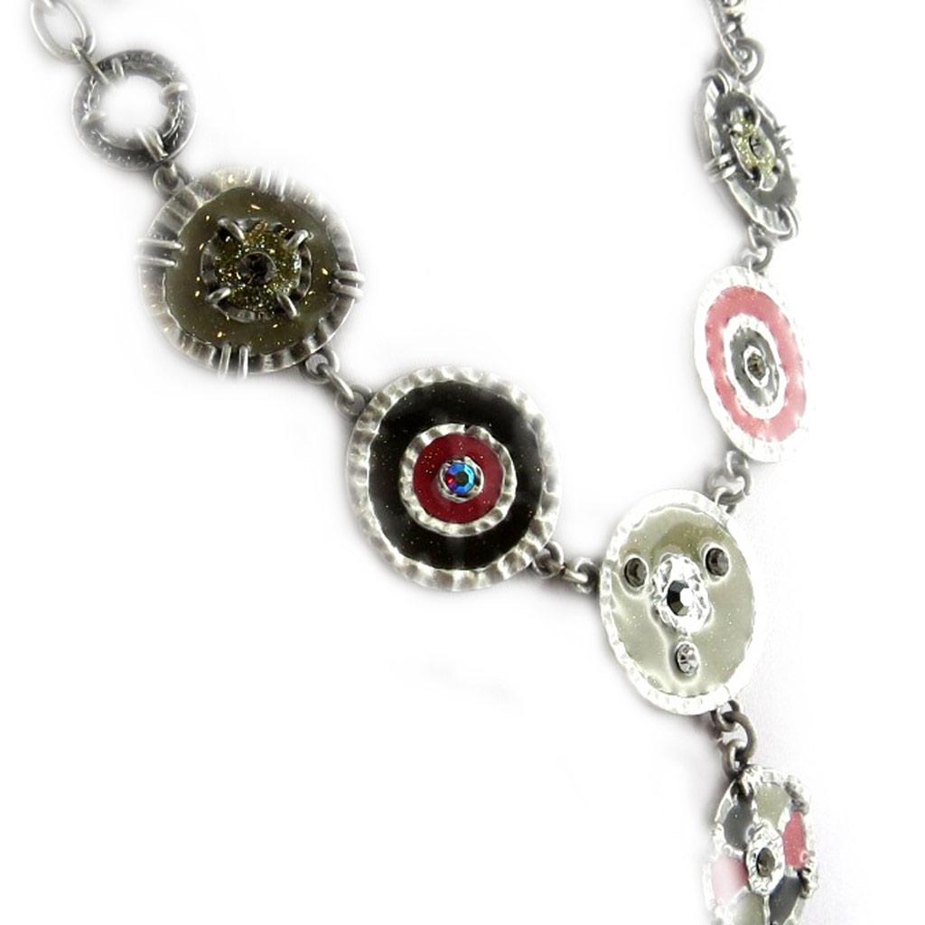 Les Trésors De Lily [E2535] — Дизайнерское колье «Мимозы», серо-розовое