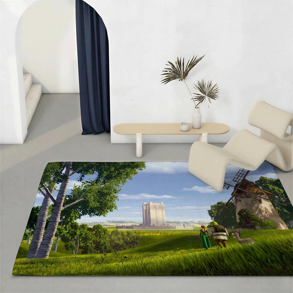 Classic Movie S-ShrekS Floor Mat Eco-Friendly Flannel Doormat Non-Slip Odorless Soft Short Plush Indoor Floor Rug