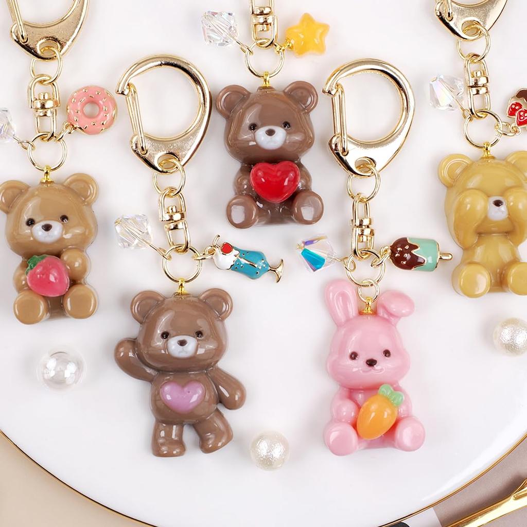 Silicone Mold Bear Rabbit Keychain Bag Accessory Key Holder Bag Charm Handmade Cute DIY Handmade Resin Epoxy Resin (Bear + Rabbit)