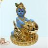 Makhan Krishna Idol for Home Decor, Office Desk | Laddu Gopal Murti for Gifting | Small Statue | Makhan Chor | Bala Krishna for Puja (4 X 3)