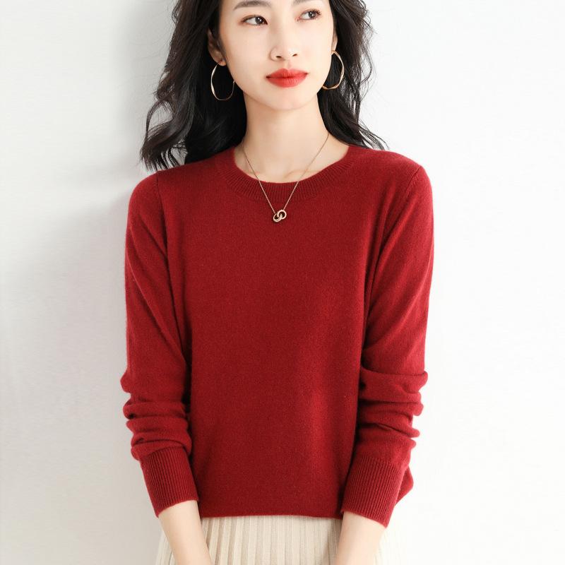 YYFS Женская мода, повседневный однотонный принт, большие размеры, осень-зима, свитера с круглым вырезом и длинными рукавами