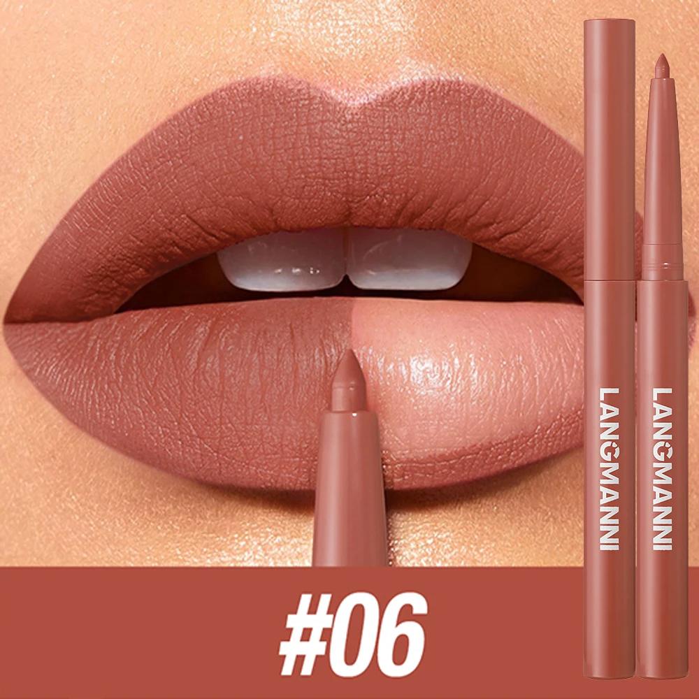 LANGMANNI Sexy Velvet Matte Lip Liner Pen Waterproof Silky Natural Contour Non-Stick Cup Makeup Lipstick Pencil Lasting Cosmetic