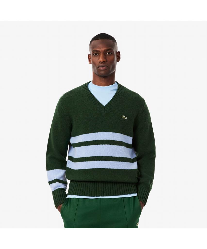 LACOSTE Men'S Striped V-Neck Sweater Ah5180-55N 9Is