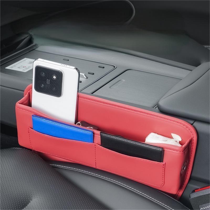 Durable Modern Multifunctional Anti-Slip Premium PU Leather Car Seat Side Pocket Gap Organizer with Customized Color