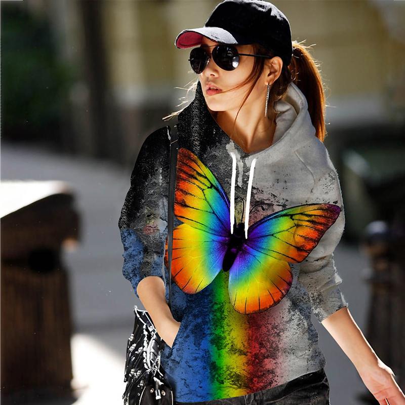 Autumn Butterfly Flower 3D Print Hoodies Men Women Fashion Sweatshirts Casual Oversized Hoodie Pullovers Tracksuit Clothing