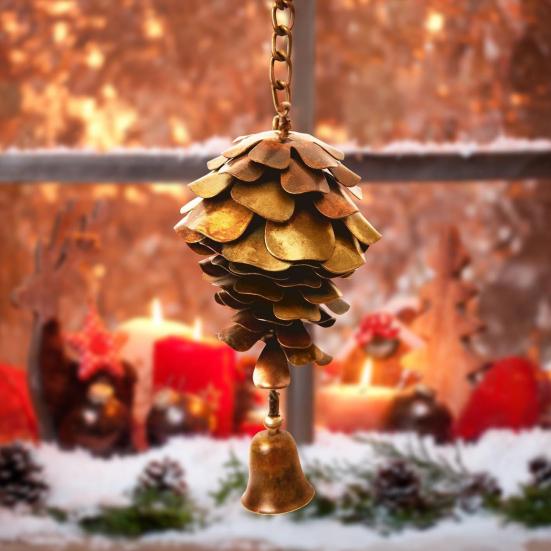 Pine Cone Wind Chime Weather-Resistant Metal Wind Chime Decoration Home Outdoor Garden Patio Balcony Hanging Wind Bell